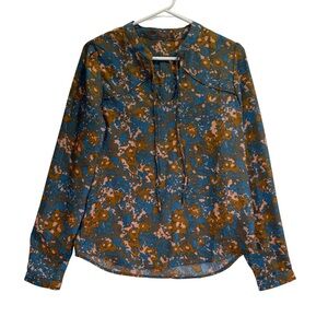 Prana Floral Tunic - Blue and Brown Size XS